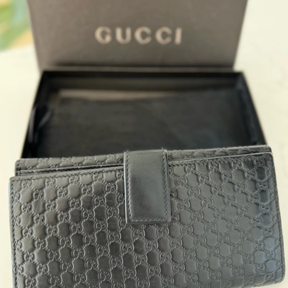 Authentic Gucci GG Guccissima Leather Black Long Wallet FULL INCLUSION W COA EUC - Picture 4 of 8